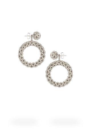 ARETES UN ARO CHICO TEJIDO ABIERTO - PLATINO