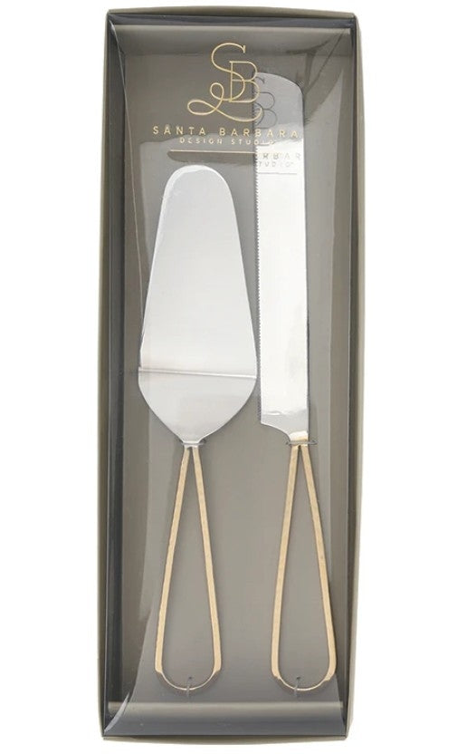 Gold Handle Cake Knive + Server