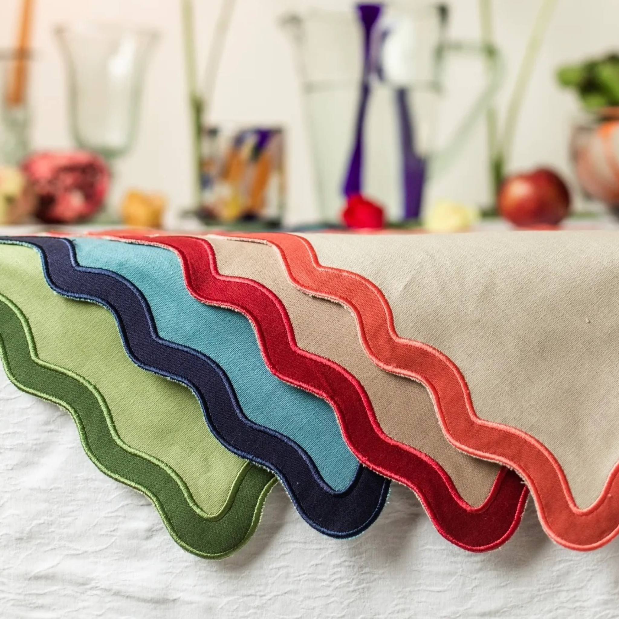 SET MANTEL INDIVIDUAL ONDAS NARANJA