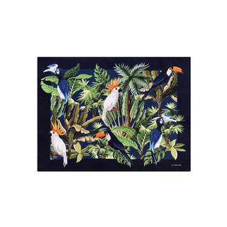 Mantel Individual "aves tropicales con marco azul"