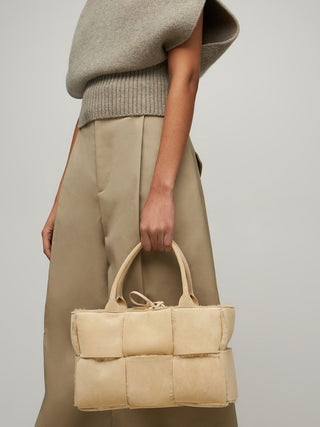 Arco Shearling and Suede tote small bag